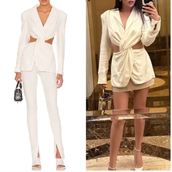 NWT Spring Must Have L'Academie Revolve Emmy Blazer Ivory White Cut Out Small
